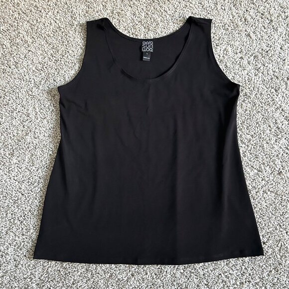 Clara Sunwoo Woman's Sz  Large Sleeveless Black Scoop Neck Tank Top - Picture 6 of 6